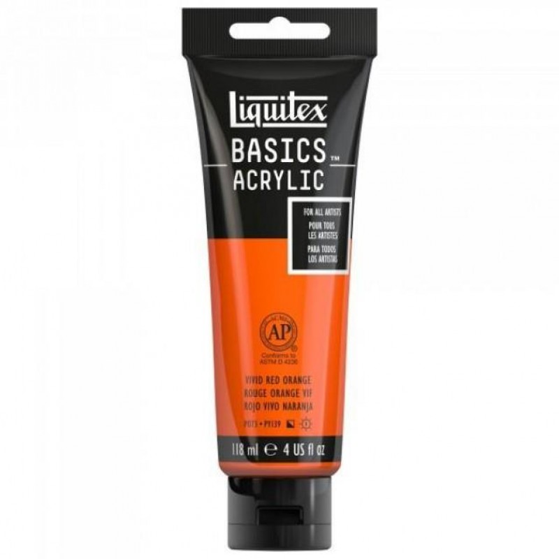 Liquitex Basics 118ml Acrylic 620 Vivid Red Orange Liquitex Basics 118ml Acrylic 620 Vivid Red Orange