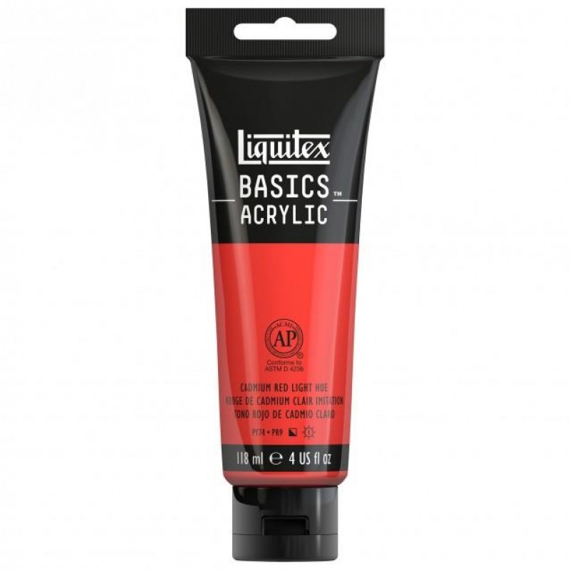Liquitex Basics 118ml Acrylic 510 Cadmium Red Light Hue Liquitex Basics 118ml Acrylic 510 Cadmium Red Light Hue