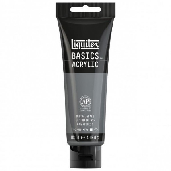 Liquitex Basics 118ml Acrylic 599 Neutral Gray 5 Liquitex Basics 118ml Acrylic 599 Neutral Gray 5