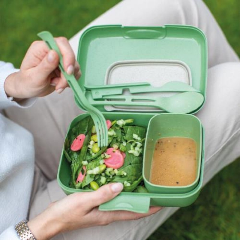 Candy Ready Lunch Box-Set + Cutlery-Set Leaf Green