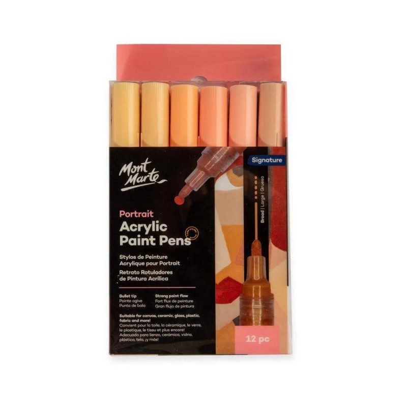 Mont Marte 12 Portrait Acrylic Paint Pens Broad Tip Mont Marte 12 Portrait Acrylic Paint Pens Broad Tip