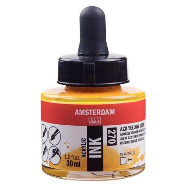 Amsterdam Acrylic Ink 30ml 270 Azo Yellow Deep Amsterdam Acrylic Ink 30ml 270 Azo Yellow Deep