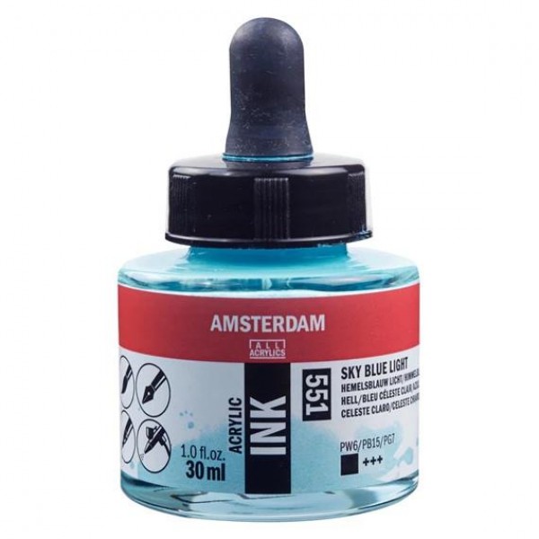 Amsterdam Acrylic Ink 30ml 551 Sky Blue Light Amsterdam Acrylic Ink 30ml 551 Sky Blue Light