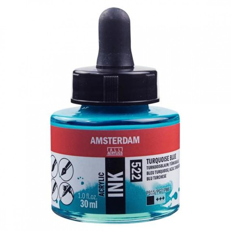 Amsterdam Acrylic Ink 30ml 522 Turquoise Blue