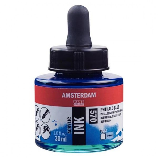 Amsterdam Acrylic Ink 30ml 570 Phthalo Blue Amsterdam Acrylic Ink 30ml 570 Phthalo Blue