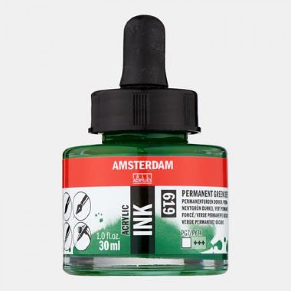 Amsterdam Acrylic Ink 30ml 619 Permanent Green Deep Amsterdam Acrylic Ink 30ml 619 Permanent Green Deep