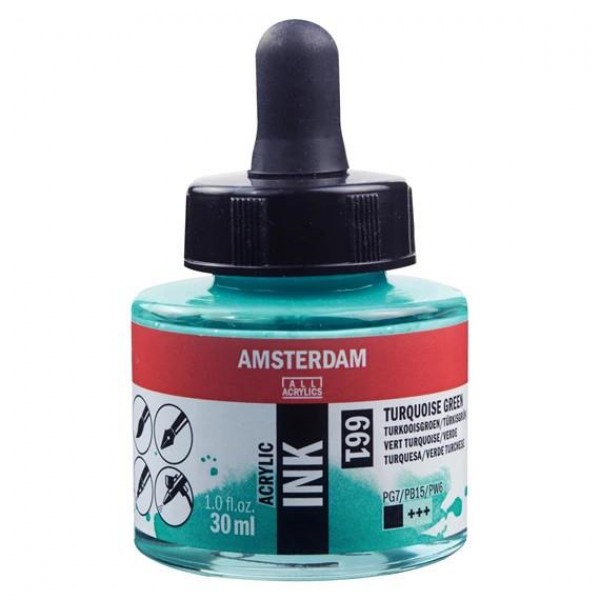 Amsterdam Acrylic Ink 30ml 661 Turquoise Green Amsterdam Acrylic Ink 30ml 661 Turquoise Green