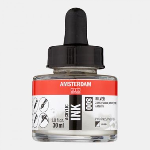 Amsterdam Acrylic Ink 30ml 800 Silver Amsterdam Acrylic Ink 30ml 800 Silver