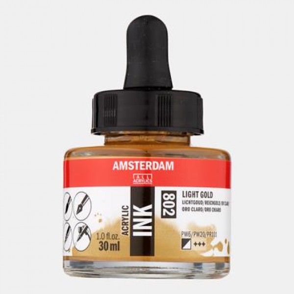 Amsterdam Acrylic Ink 30ml 802 Light Gold Amsterdam Acrylic Ink 30ml 802 Light Gold