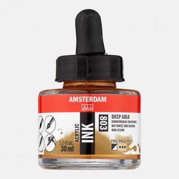 Amsterdam Acrylic Ink 30ml 803 Deep Gold Amsterdam Acrylic Ink 30ml 803 Deep Gold