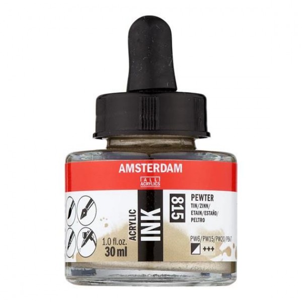 Amsterdam Acrylic Ink 30ml 815 Pewter Amsterdam Acrylic Ink 30ml 815 Pewter