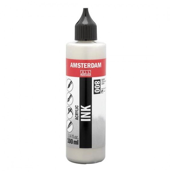 Amsterdam Acrylic Ink 100ml 800 Silver Amsterdam Acrylic Ink 100ml 800 Silver