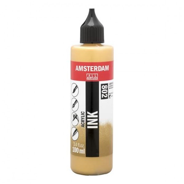 Amsterdam Acrylic Ink 100ml 802 Light Gold Amsterdam Acrylic Ink 100ml 802 Light Gold