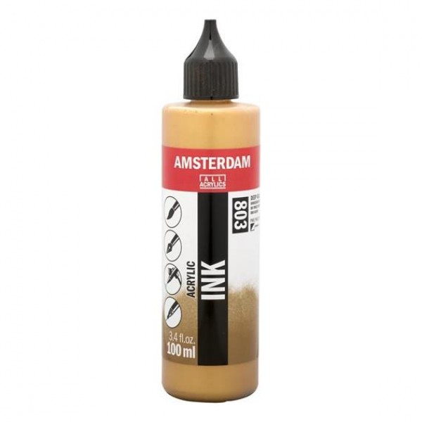 Amsterdam Acrylic Ink 100ml 803 Deep Gold Amsterdam Acrylic Ink 100ml 803 Deep Gold