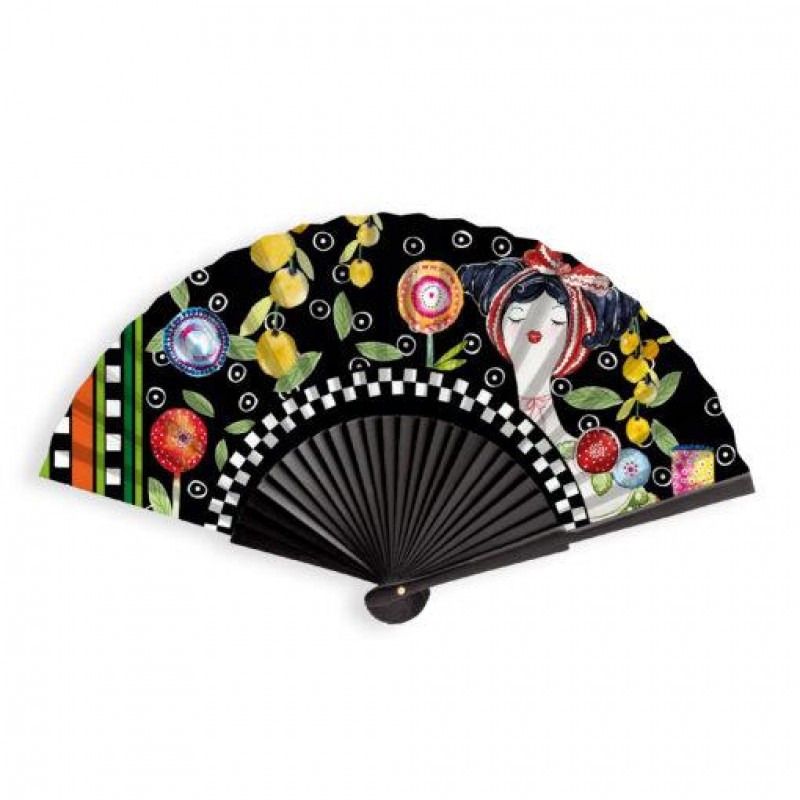Βεντάλια Le Pupazze Black 23x41cm