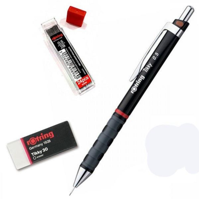 Rotring Μολύβι Tikky 0.5 Μαύρο με Μύτες 2B και Γόμα T30