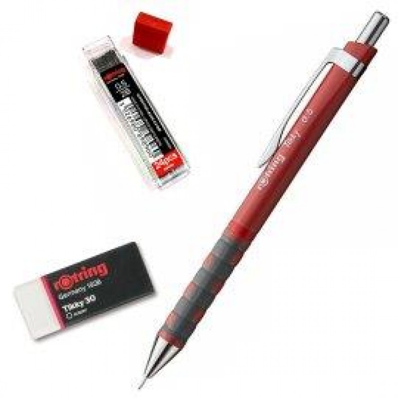 Μηχανικό Μολύβι Rotring Tikky 0.5 Κόκκινο με Μύτες 2B και Γόμα T30