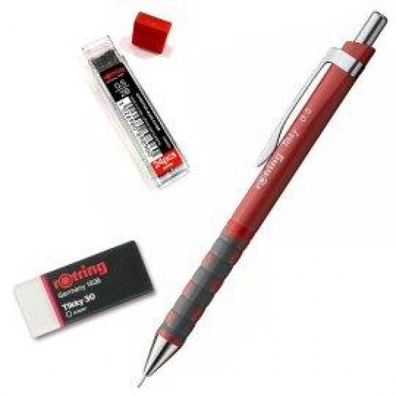 Rotring Μολύβι Tikky 0.5 Κόκκινο με Μύτες 2B και Γόμα T30