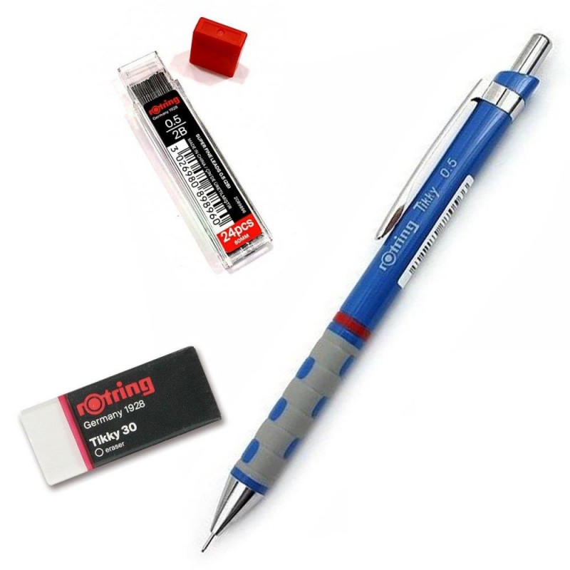 Rotring Μολύβι Tikky 0.5 Μπλέ με Μύτες 2B και Γόμα T30