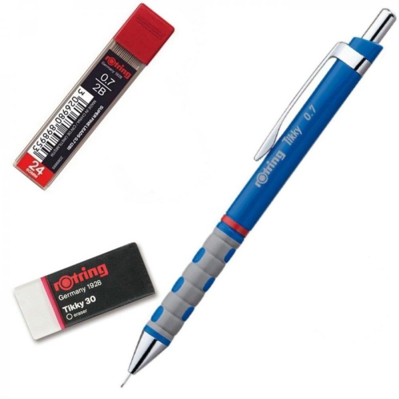 Rotring Μολύβι Tikky 0.5 Μπλέ με Μύτες 2B και Γόμα T30