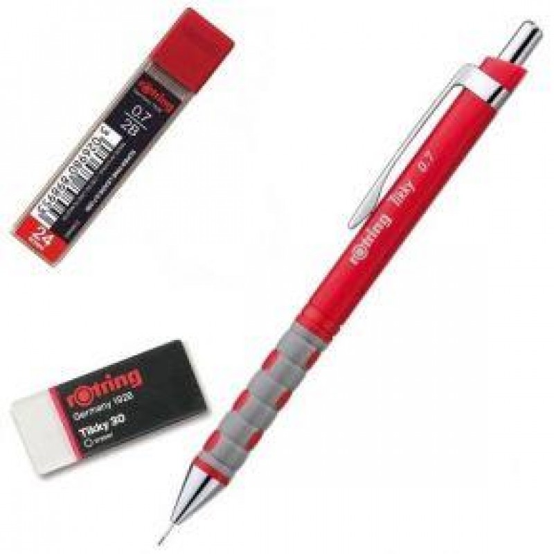 Rotring Μολύβι Tikky 0.7 Κόκκινο με Μύτες 2B και Γόμα T30