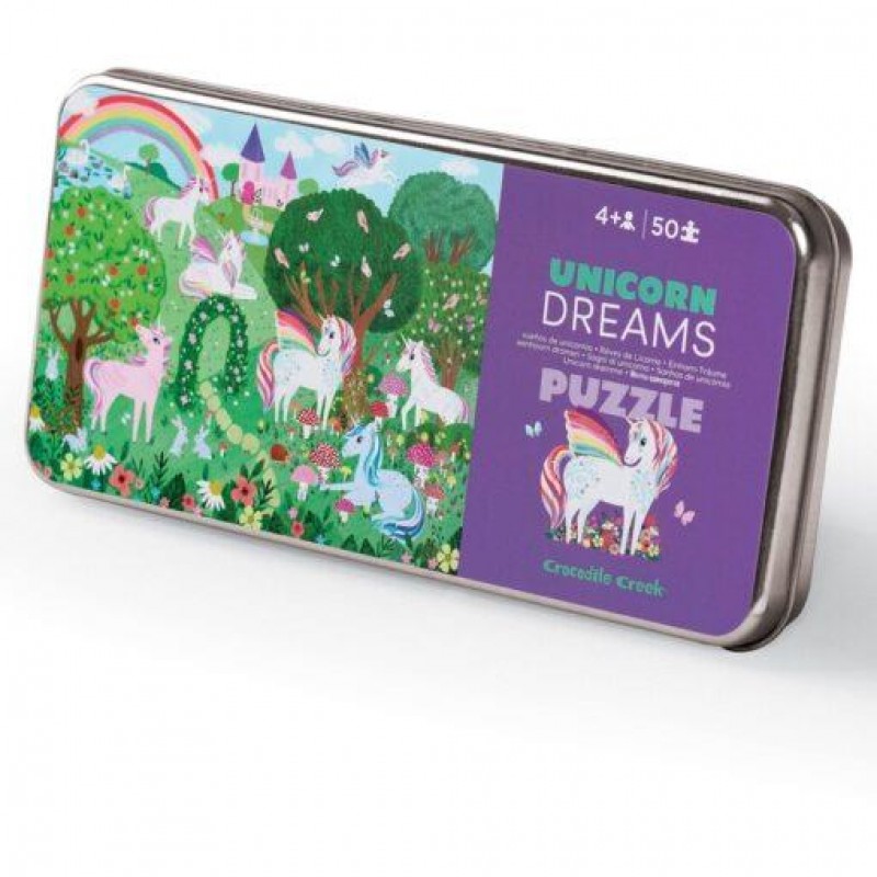 Crocodile Creek Tin Παζλ Unicorn Dreams 50pcs Crocodile Creek Tin Παζλ Unicorn Dreams 50pcs