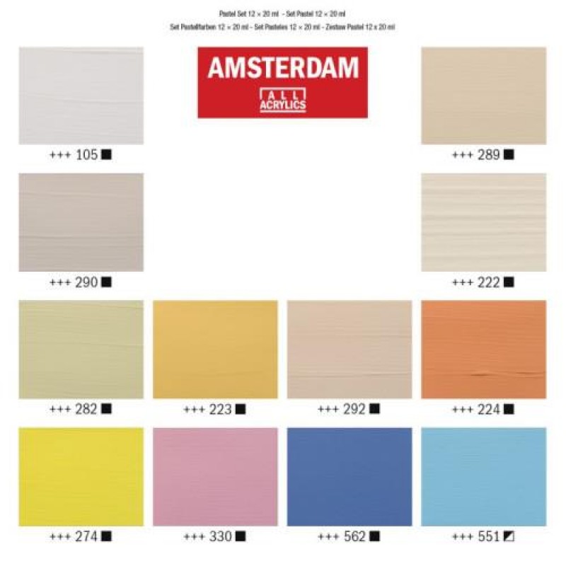 Amsterdam Σετ 12 Ακρυλικά Χρώματα 20ml Pastel