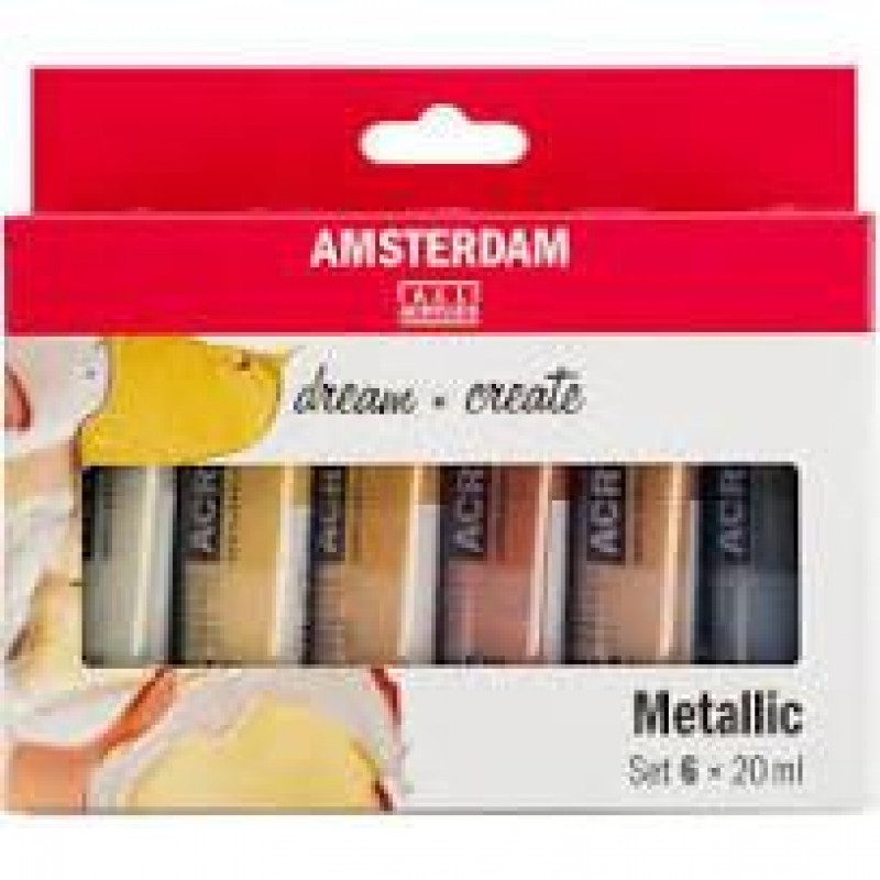 Amsterdam Σετ 6 Ακρυλικά Χρώματα 20ml Metallic