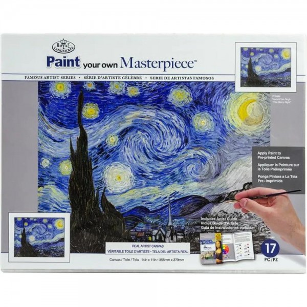 Προσχεδιασμένο Τελάρο με Χρωματα και Πινέλα - Έναστρη Νύχτα