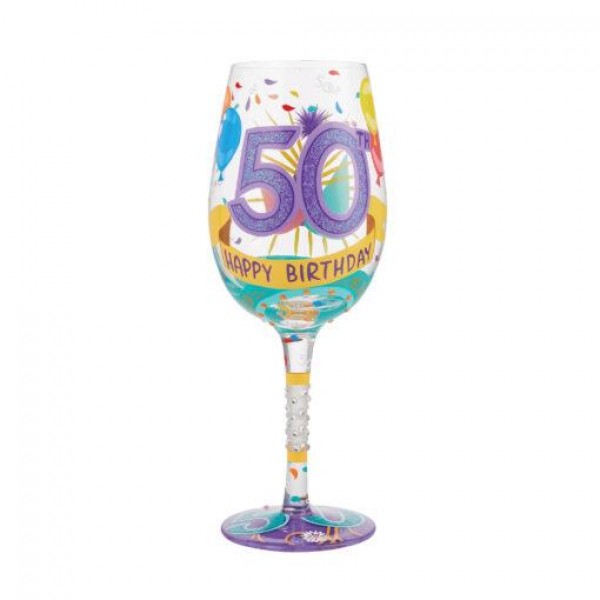 Lolita Wine Glass Happy 50th 22.5cm