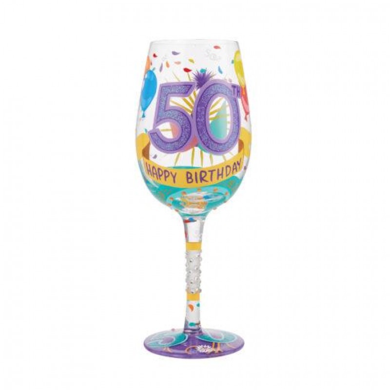 Wine Glass Happy 50th 22.5cm
