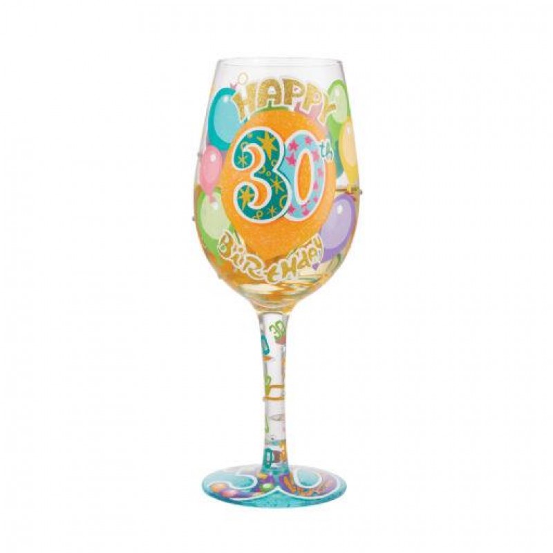 Wine Glass Happy 30th 22.5cm