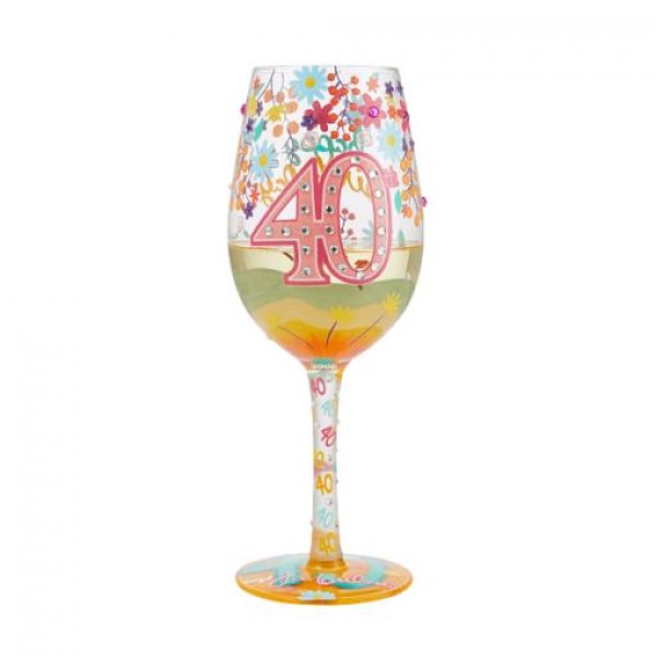 Lolita Wine Glass Happy 40th 22.5cm