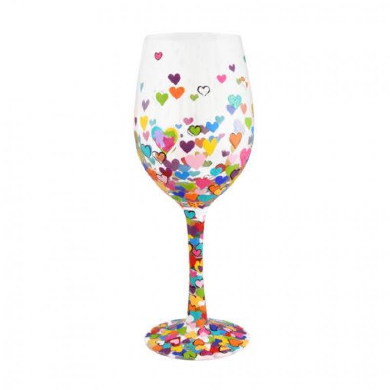 Lolita Handmade Wine Glass Hearts-A-Million