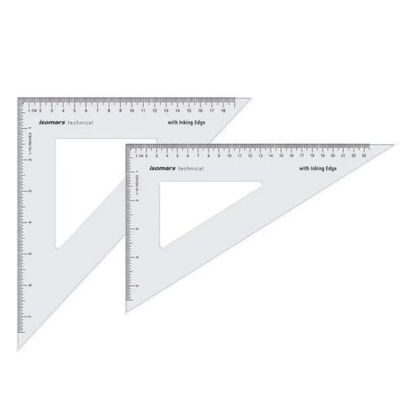 Isomars 2 Τρίγωνα 20cm/45° + 25cm/60° με Πατούρα