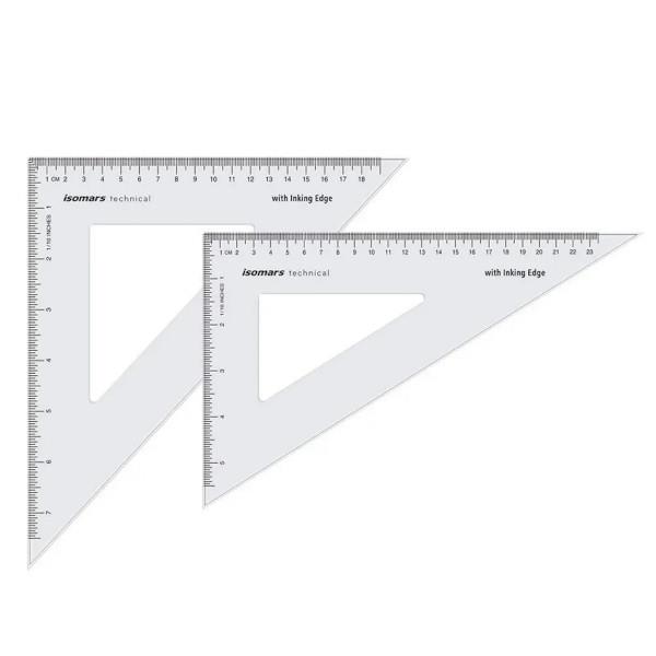 Isomars 2 Τρίγωνα 25cm/45° + 30cm/60° με Πατούρα Isomars 2 Τρίγωνα 25cm/45° + 30cm/60° με Πατούρα