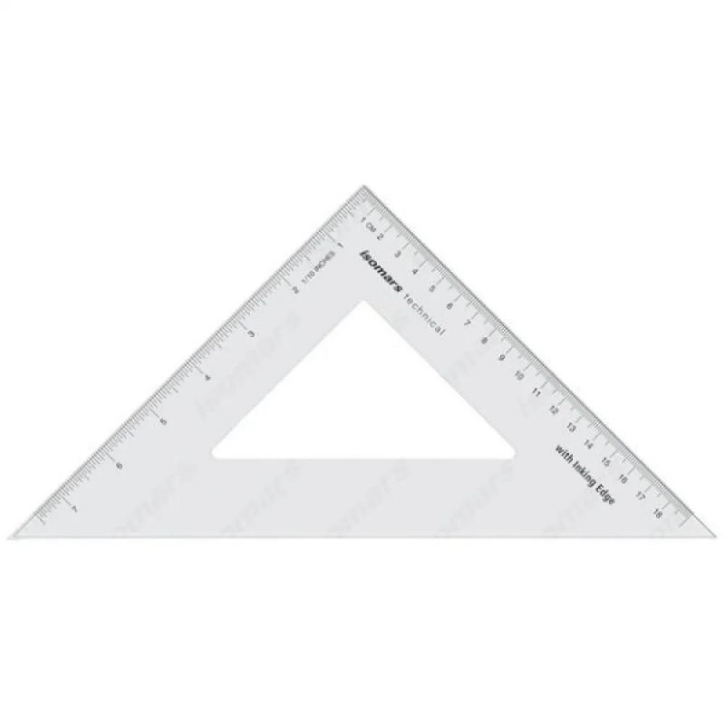 Isomars Ισοσκελές Τρίγωνο 20cm Διαφανές 45° μοιρών με Πατούρα