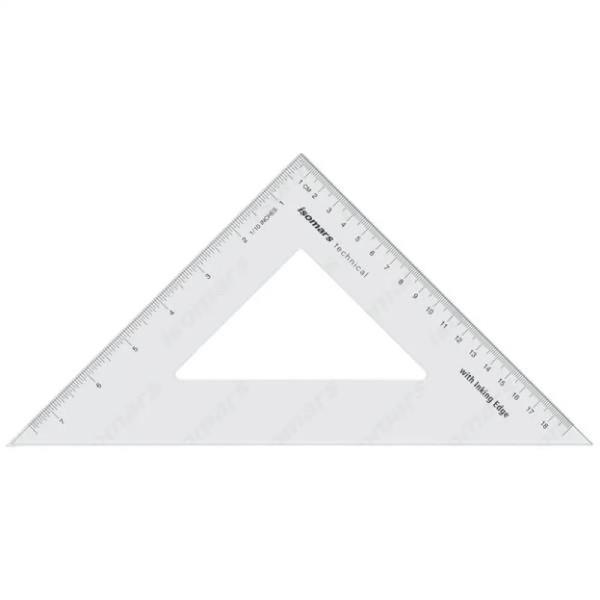 Isomars Ισοσκελές Τρίγωνο 25cm Διαφανές 45° μοιρών με Πατούρα Isomars Ισοσκελές Τρίγωνο 25cm Διαφανές 45° μοιρών με Πατούρα