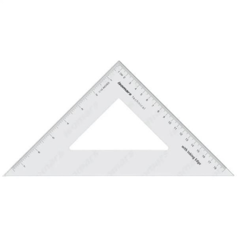 Isomars Ισοσκελές Τρίγωνο 25cm Διαφανές 45° μοιρών με Πατούρα