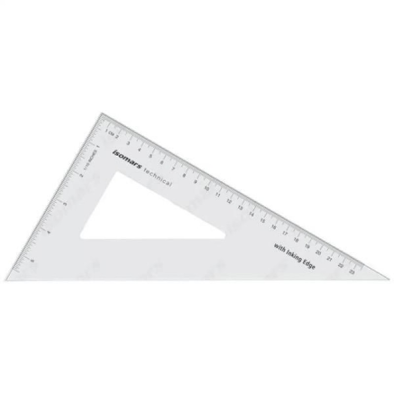 Isomars Ορθογώνιο Τρίγωνο 20cm Διαφανές 60° μοιρών με Πατούρα