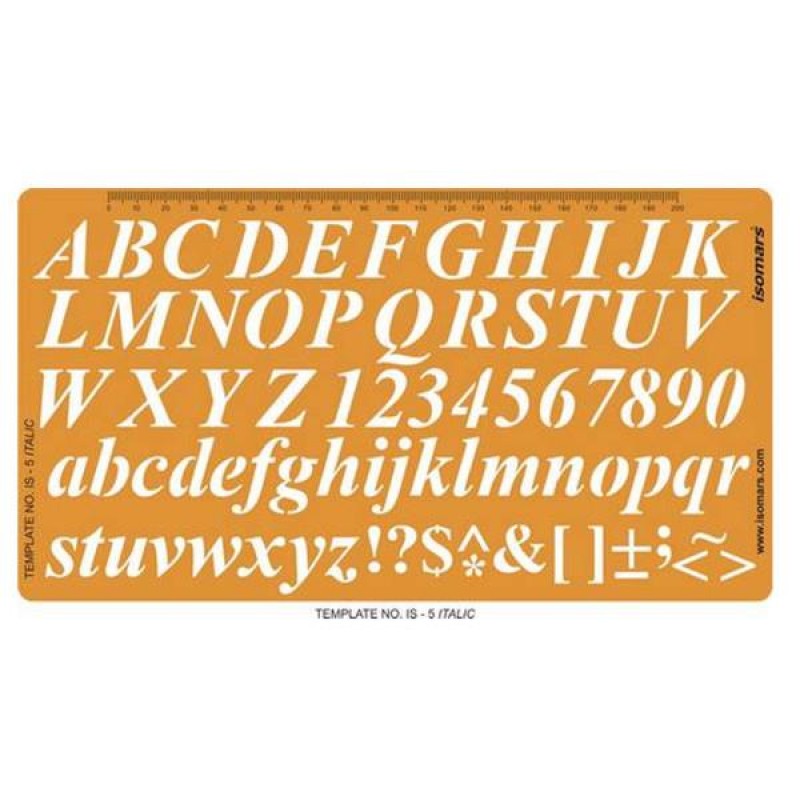 Isomars Στένσιλ Italics Γραμμάτων, Αριθμών + Συμβόλων (Σαμπλόν)