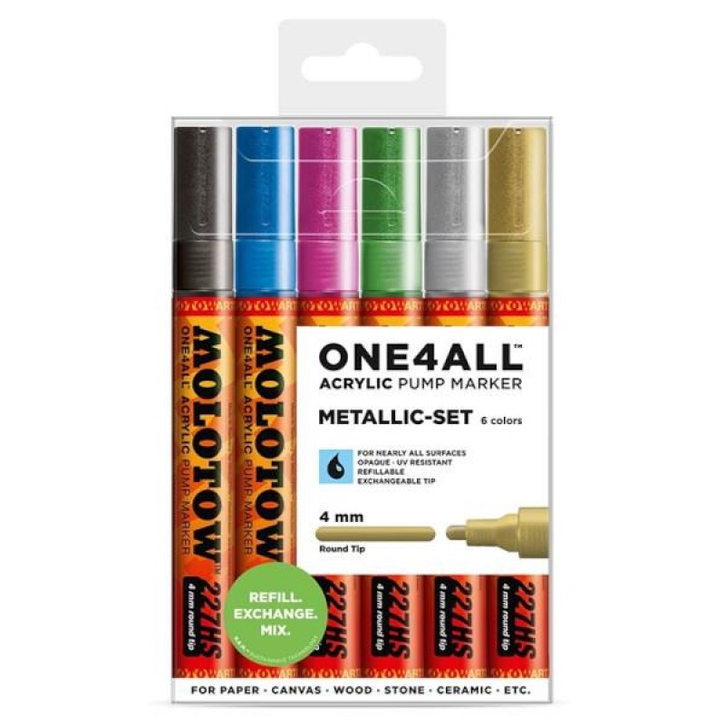 Molotow Σετ 6 Ακρυλικοί Μαρκαδόροι 4mm Metallic