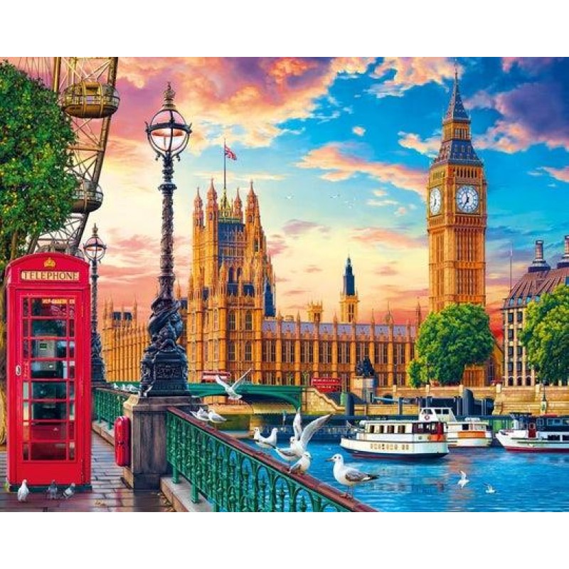 Ζωγραφική με Αριθμούς Τελάρο 40x50cm Λονδίνο την άνοιξη