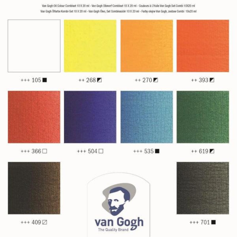 Σετ Van Gogh 10 Χρώματα Λαδιού 20ml + Αξεσουάρ