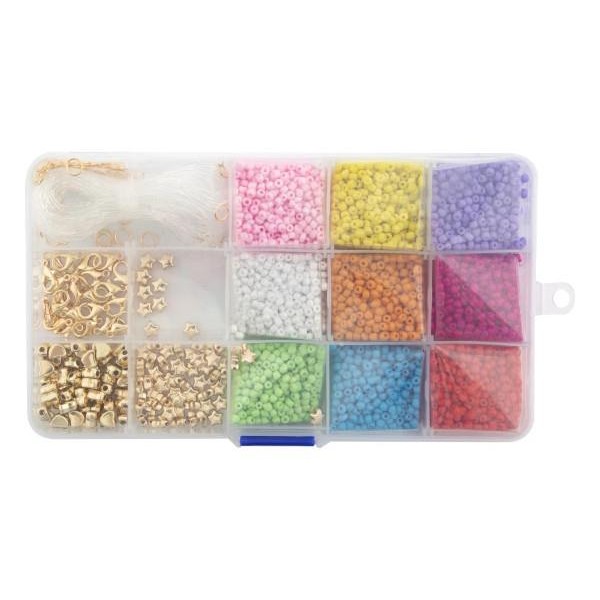 Σετ με χρωματιστές χάντρες σε κουτί 10x17cm Σετ με χρωματιστές χάντρες σε κουτί 10x17cm