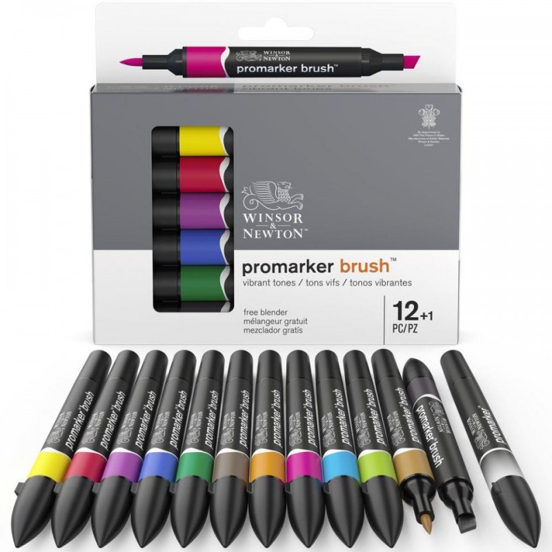 Winsor n Newton 12+1 Μαρκαδόροι Promarker Brush Vibrant Tones Winsor n Newton 12+1 Μαρκαδόροι Promarker Brush Vibrant Tones