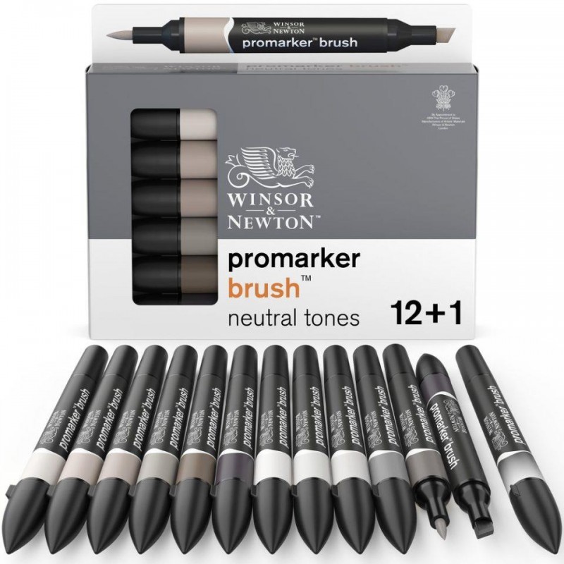 Winsor n Newton 12+1 Μαρκαδόροι Promarker Brush Neutral Tones