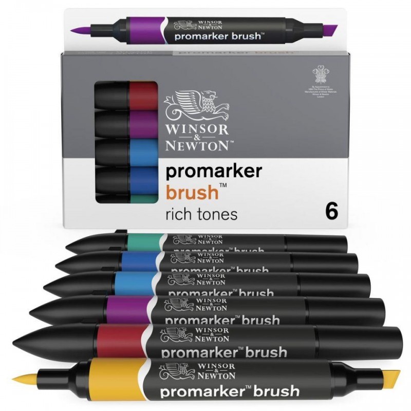 Winsor n Newton 6 Μαρκαδόροι Promarker Brush Rich Tones Winsor n Newton 6 Μαρκαδόροι Promarker Brush Rich Tones