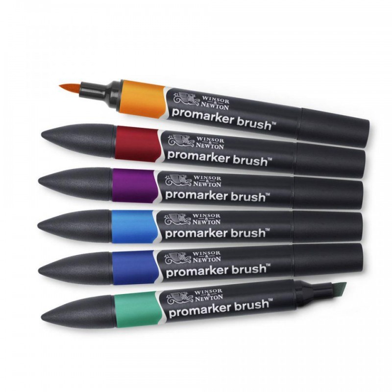 Winsor n Newton 6 Μαρκαδόροι Promarker Brush Rich Tones