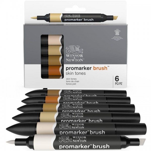 Winsor n Newton 6 Μαρκαδόροι Promarker Brush Χρώμα Δέρματος